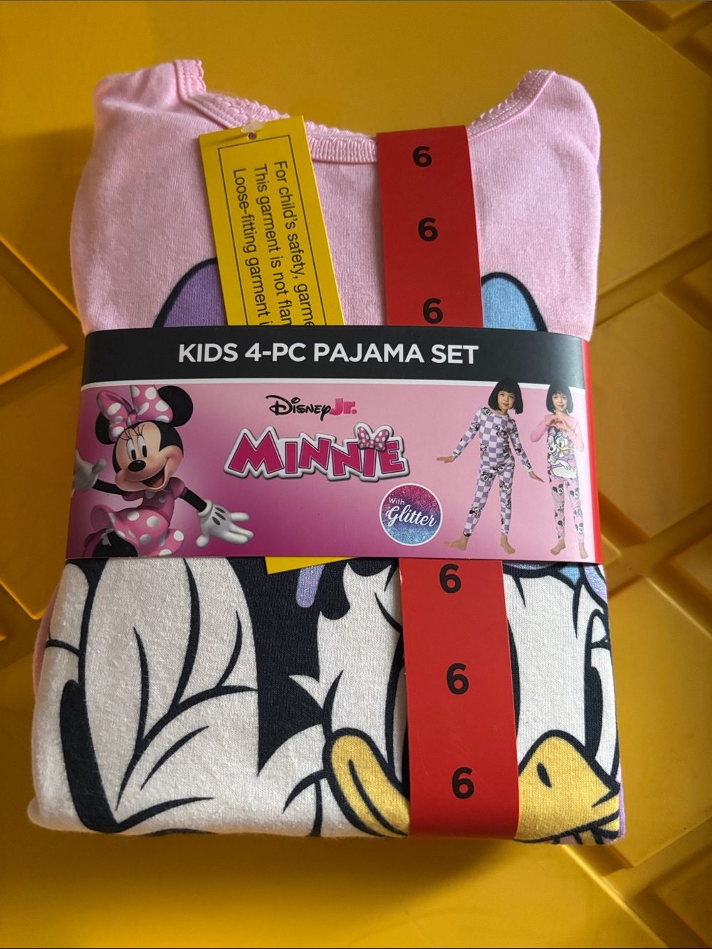 Disney Minnie Girls' Pink and Black 4-Piece Pajama Set